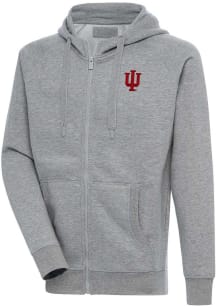 Mens Indiana Hoosiers Grey Antigua Victory Long Sleeve Full Zip Jacket