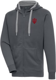 Mens Indiana Hoosiers Charcoal Antigua Victory Long Sleeve Full Zip Jacket