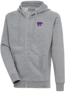 Mens K-State Wildcats Grey Antigua Victory Long Sleeve Full Zip Jacket