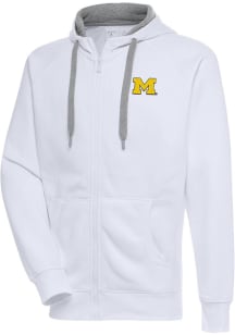 Mens Michigan Wolverines White Antigua Victory Long Sleeve Full Zip Jacket