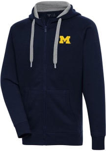 Mens Michigan Wolverines Navy Blue Antigua Victory Long Sleeve Full Zip Jacket