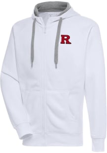 Mens Rutgers Scarlet Knights White Antigua Victory Long Sleeve Full Zip Jacket