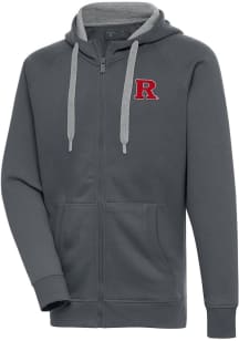 Mens Rutgers Scarlet Knights Charcoal Antigua Victory Long Sleeve Full Zip Jacket