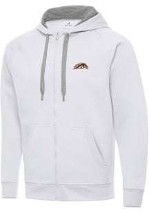 Mens Western Michigan Broncos White Antigua Victory Long Sleeve Full Zip Jacket