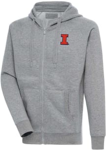 Grey Illinois Fighting Illini Antigua Mens Victory Big and Tall Light Weight Jacket