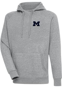 Antigua Michigan Wolverines Mens Grey Victory Long Sleeve Hoodie