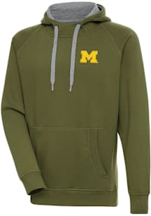 Antigua Michigan Wolverines Mens Olive Victory Long Sleeve Hoodie