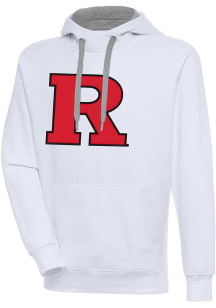 Mens Rutgers Scarlet Knights White Antigua Full Front Victory Hooded Sweatshirt