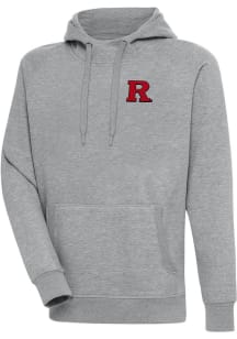 Mens Rutgers Scarlet Knights Grey Antigua Victory Hooded Sweatshirt