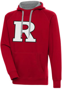 Mens Rutgers Scarlet Knights Red Antigua Full Front Victory Hooded Sweatshirt