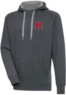 Mens Rutgers Scarlet Knights Charcoal Antigua Victory Hooded Sweatshirt