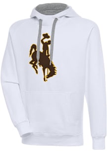 Antigua Wyoming Cowboys Mens White Full Front Victory Long Sleeve Hoodie