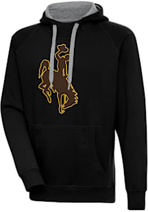 Antigua Wyoming Cowboys Mens Black Full Front Victory Long Sleeve Hoodie