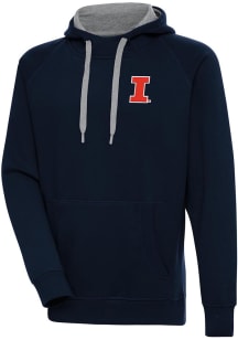 Navy Blue Illinois Fighting Illini Antigua Mens Victory Big and Tall Hooded Sweatshirt