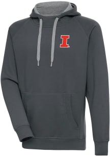 Charcoal Illinois Fighting Illini Antigua Mens Victory Big and Tall Hooded Sweatshirt