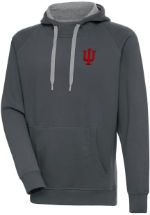 Charcoal Indiana Hoosiers Antigua Mens Victory Big and Tall Hooded Sweatshirt