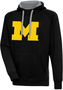 Michigan Wolverines Antigua Mens Full Front Victory Big and Tall Hooded Sweatshirt