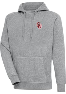 Antigua Oklahoma Sooners Mens Grey Victory Big and Tall Hooded Sweatshirt
