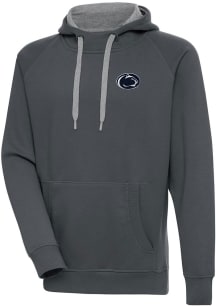 Charcoal Penn State Nittany Lions Antigua Mens Victory Big and Tall Hooded Sweatshirt