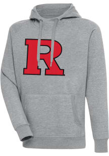 Antigua Rutgers Scarlet Knights Mens Grey Full Front Victory Big and Tall Hooded Sweatshirt