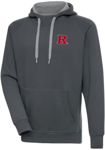 Charcoal Rutgers Scarlet Knights Antigua Mens Victory Big and Tall Hooded Sweatshirt