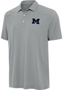 Antigua Michigan Wolverines Mens Grey Western Short Sleeve Polo