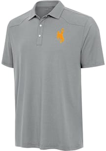 Antigua Wyoming Cowboys Mens Grey Western Short Sleeve Polo