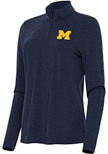 Antigua Michigan Wolverines Womens Navy Blue Bright Qtr Zip
