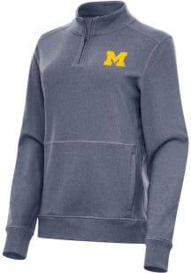 Womens Michigan Wolverines Navy Blue Antigua Crush Qtr Zip