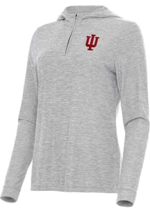 Womens Indiana Hoosiers Grey Antigua Daybreak Qtr Zip