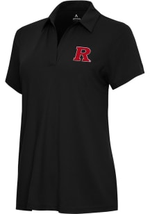 Womens Rutgers Scarlet Knights Black Antigua Era Short Sleeve Polo Shirt