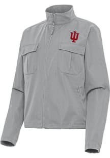 Womens Indiana Hoosiers Grey Antigua Even Par Light Weight Jacket