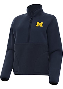Antigua Michigan Wolverines Womens Blue Figure Qtr Zip