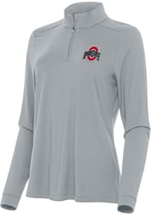 Womens Ohio State Buckeyes Grey Antigua Intent Qtr Zip