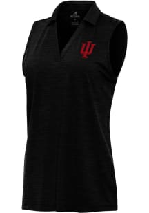 Womens Indiana Hoosiers Black Antigua Layout Polo Shirt