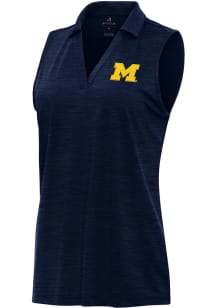 Womens Michigan Wolverines Navy Blue Antigua Layout Polo Shirt