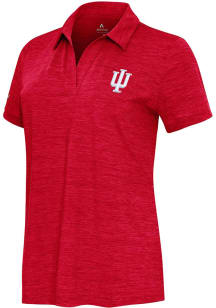 Womens Indiana Hoosiers Red Antigua Layout Short Sleeve Polo Shirt