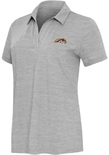 Womens Western Michigan Broncos Grey Antigua Layout Short Sleeve Polo Shirt