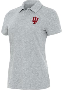 Womens Indiana Hoosiers Grey Antigua Matter Short Sleeve Polo Shirt