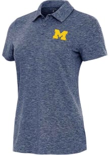 Womens Michigan Wolverines Navy Blue Antigua Matter Short Sleeve Polo Shirt