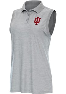 Womens Indiana Hoosiers Grey Antigua Recap Polo Shirt