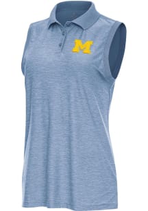 Womens Michigan Wolverines Blue Antigua Recap Polo Shirt