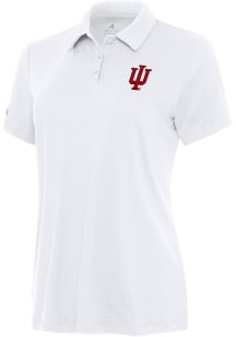 Womens Indiana Hoosiers White Antigua Reprocess Recycled Short Sleeve Polo Shirt