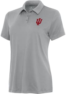 Womens Indiana Hoosiers Grey Antigua Reprocess Recycled Short Sleeve Polo Shirt