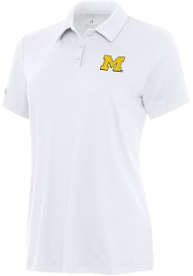 Womens Michigan Wolverines White Antigua Reprocess Recycled Short Sleeve Polo Shirt