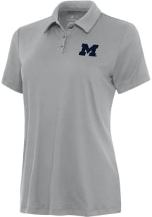 Womens Michigan Wolverines Grey Antigua Reprocess Recycled Short Sleeve Polo Shirt