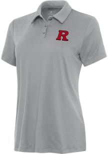 Womens Rutgers Scarlet Knights Grey Antigua Reprocess Recycled Short Sleeve Polo Shirt