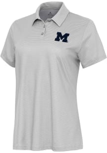 Womens Michigan Wolverines White Antigua Rings Short Sleeve Polo Shirt