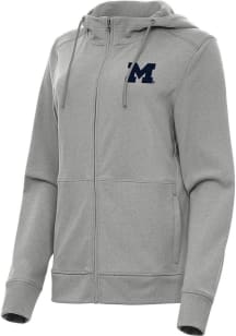 Womens Michigan Wolverines Grey Antigua Seeker Light Weight Jacket