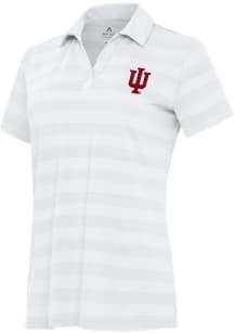 Womens Indiana Hoosiers White Antigua Tunnel Short Sleeve Polo Shirt